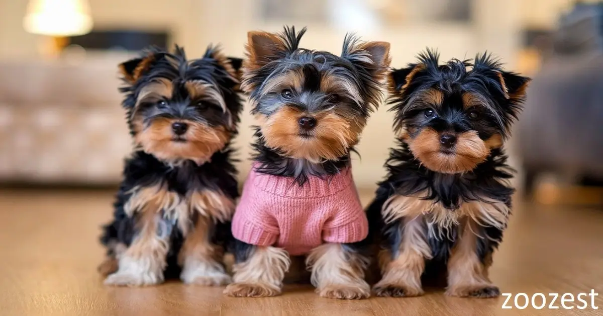 Adorable Yorkshire puppies with silky coats, playful personalities, and small size, perfect for loving companionship.